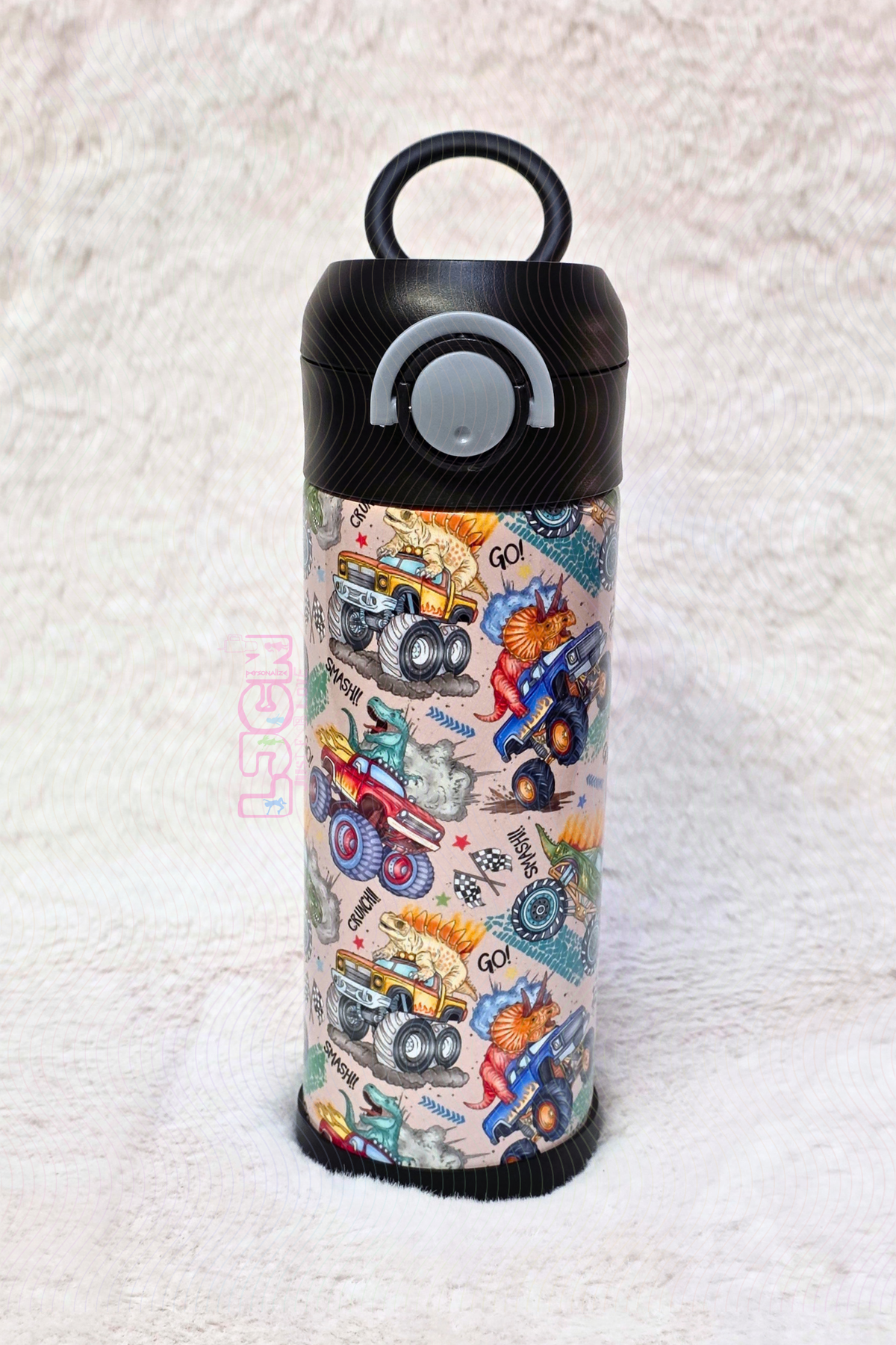 DINOS MONSTER TRUCKS KIDS WATER BOTTLE