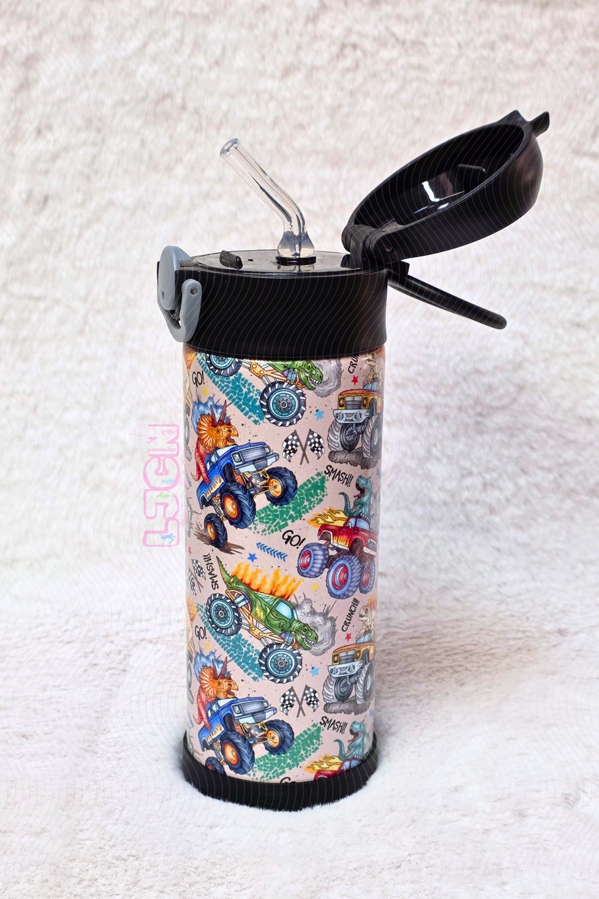DINOS MONSTER TRUCKS KIDS WATER BOTTLE