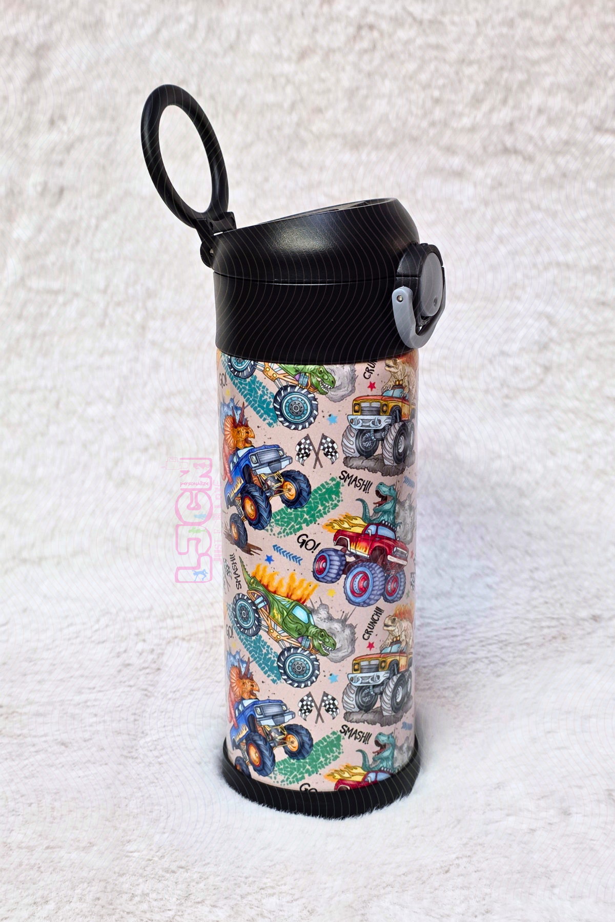 DINOS MONSTER TRUCKS KIDS WATER BOTTLE