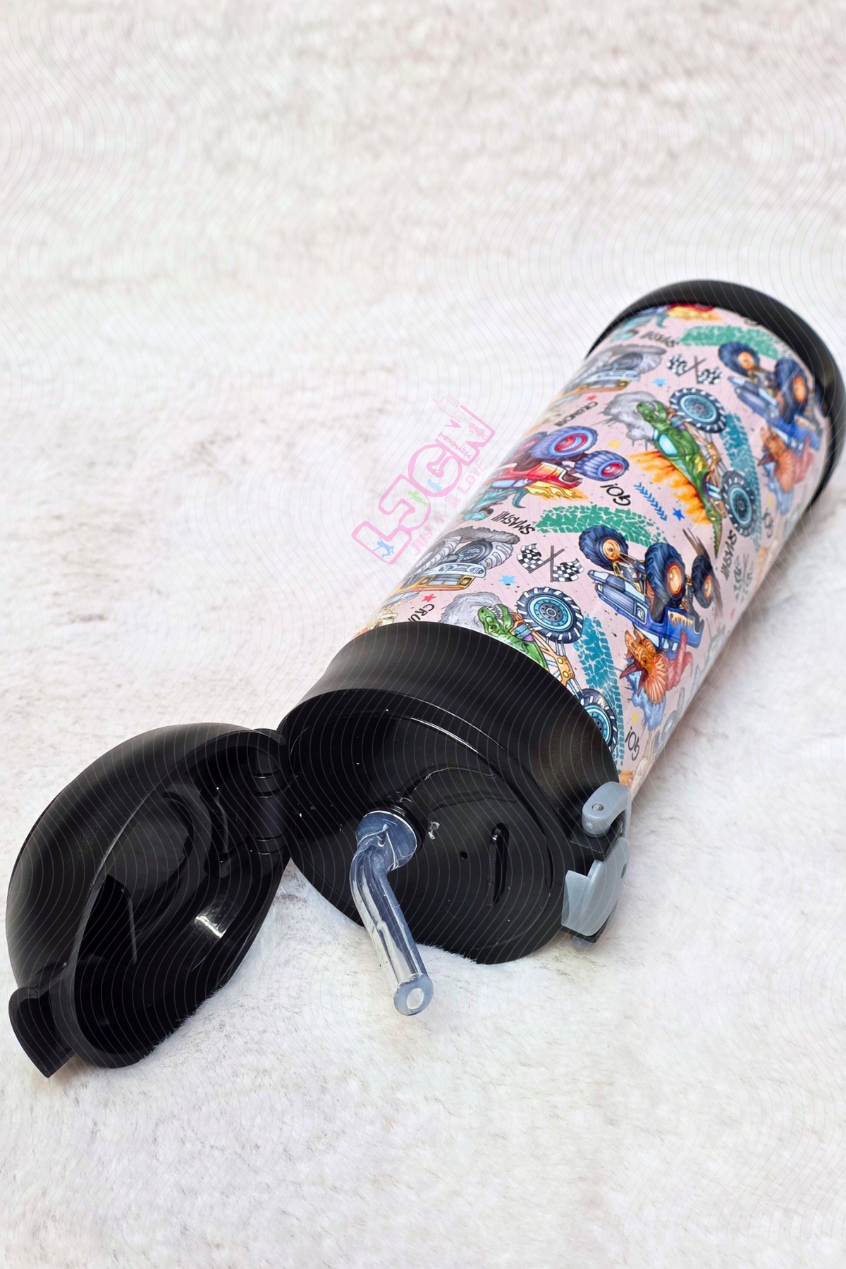 DINOS MONSTER TRUCKS KIDS WATER BOTTLE