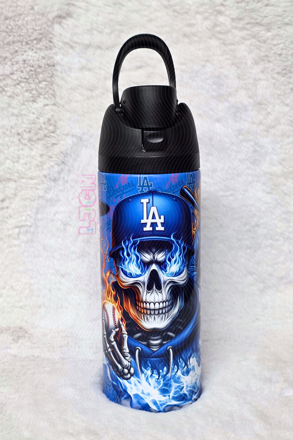 SKULL BASEBALL BLUE TEAM WATER BOTTLE