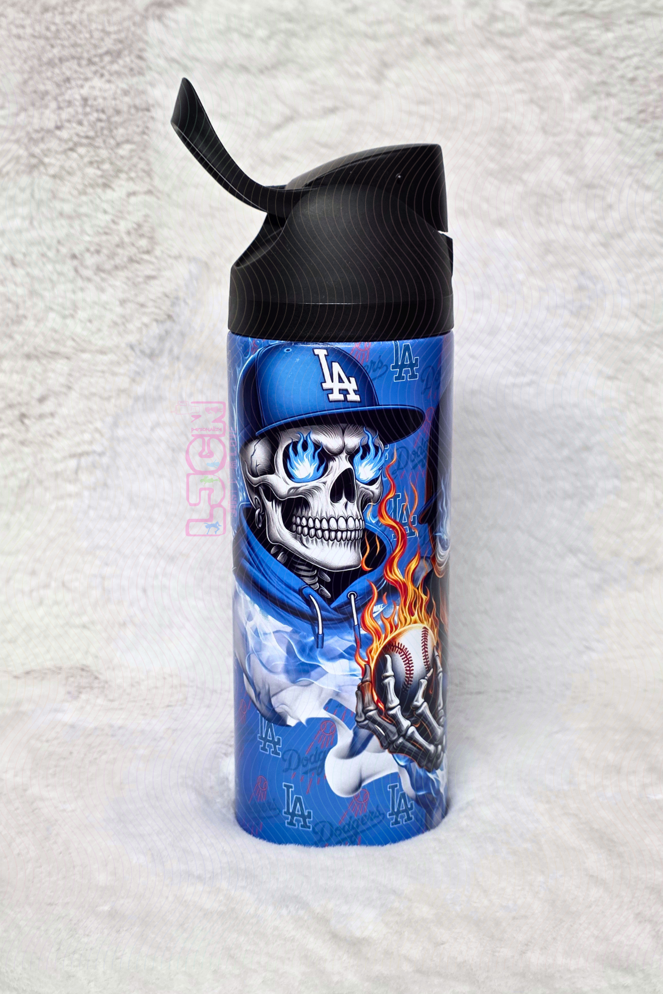 SKULL BASEBALL BLUE TEAM WATER BOTTLE