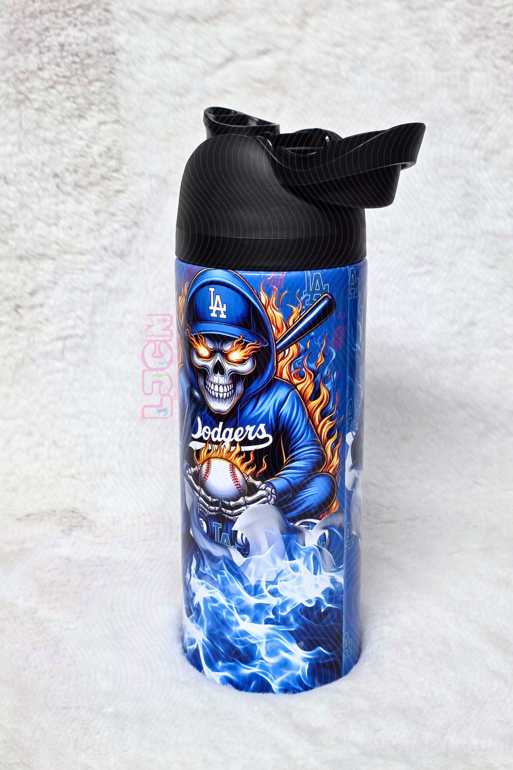 SKULL BASEBALL BLUE TEAM WATER BOTTLE