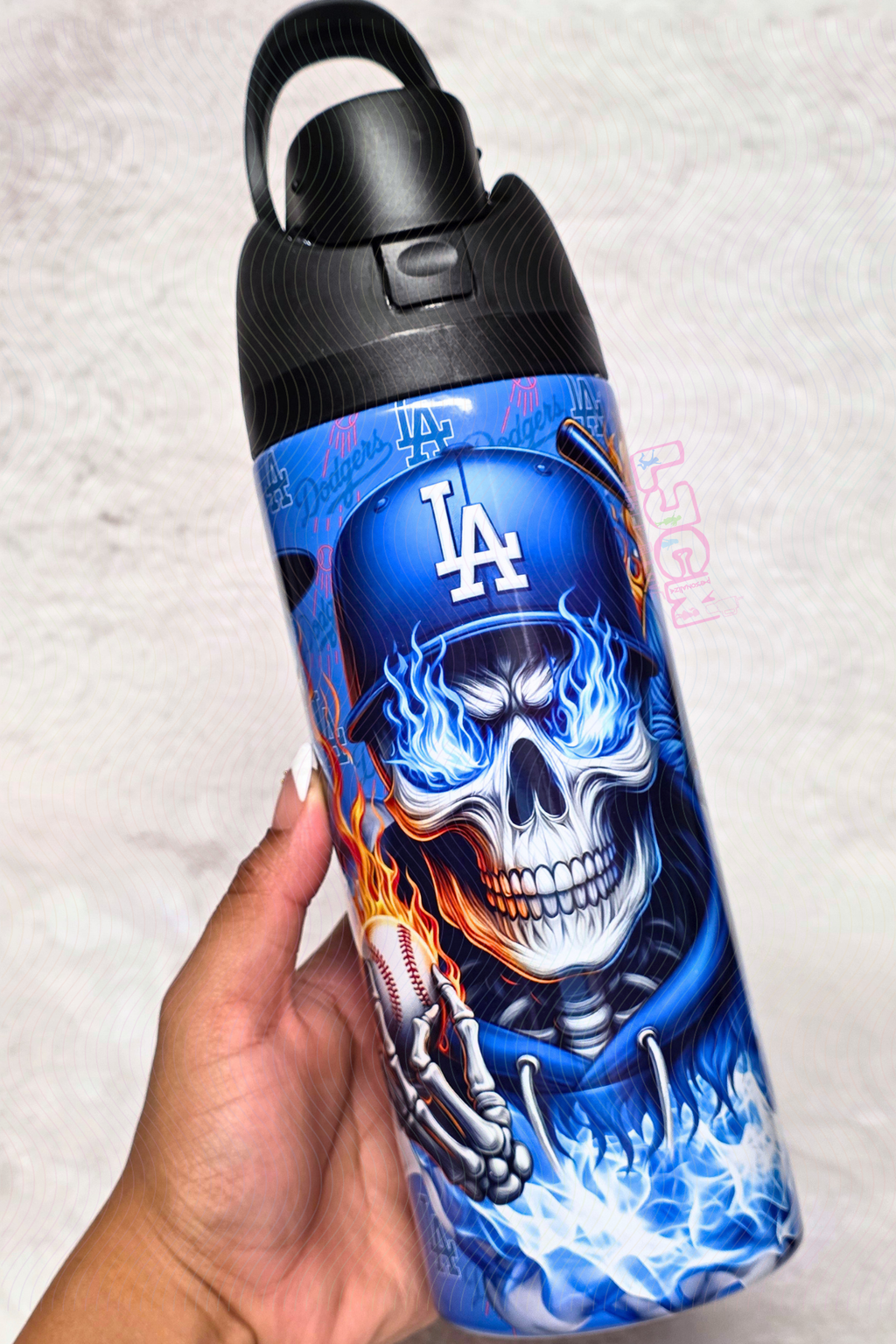SKULL BASEBALL BLUE TEAM WATER BOTTLE