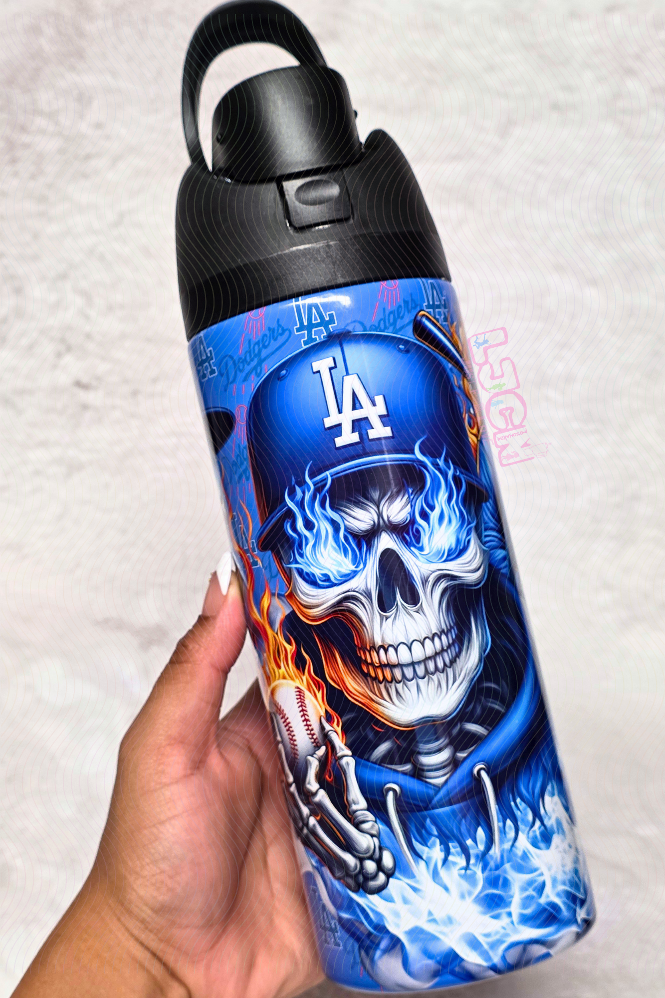 SKULL BASEBALL BLUE TEAM WATER BOTTLE