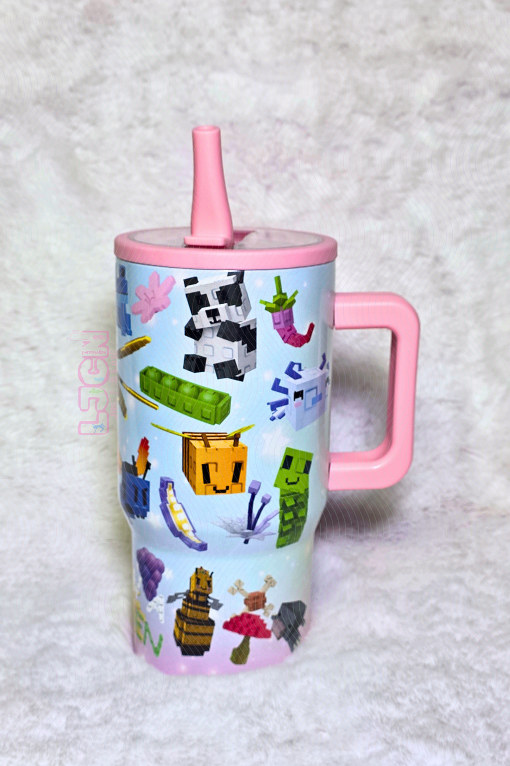 GARDEN GAME FLIP STRAW TUMBLER WITH SIDE HANDLE