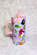GARDEN GAME FLIP STRAW TUMBLER WITH SIDE HANDLE