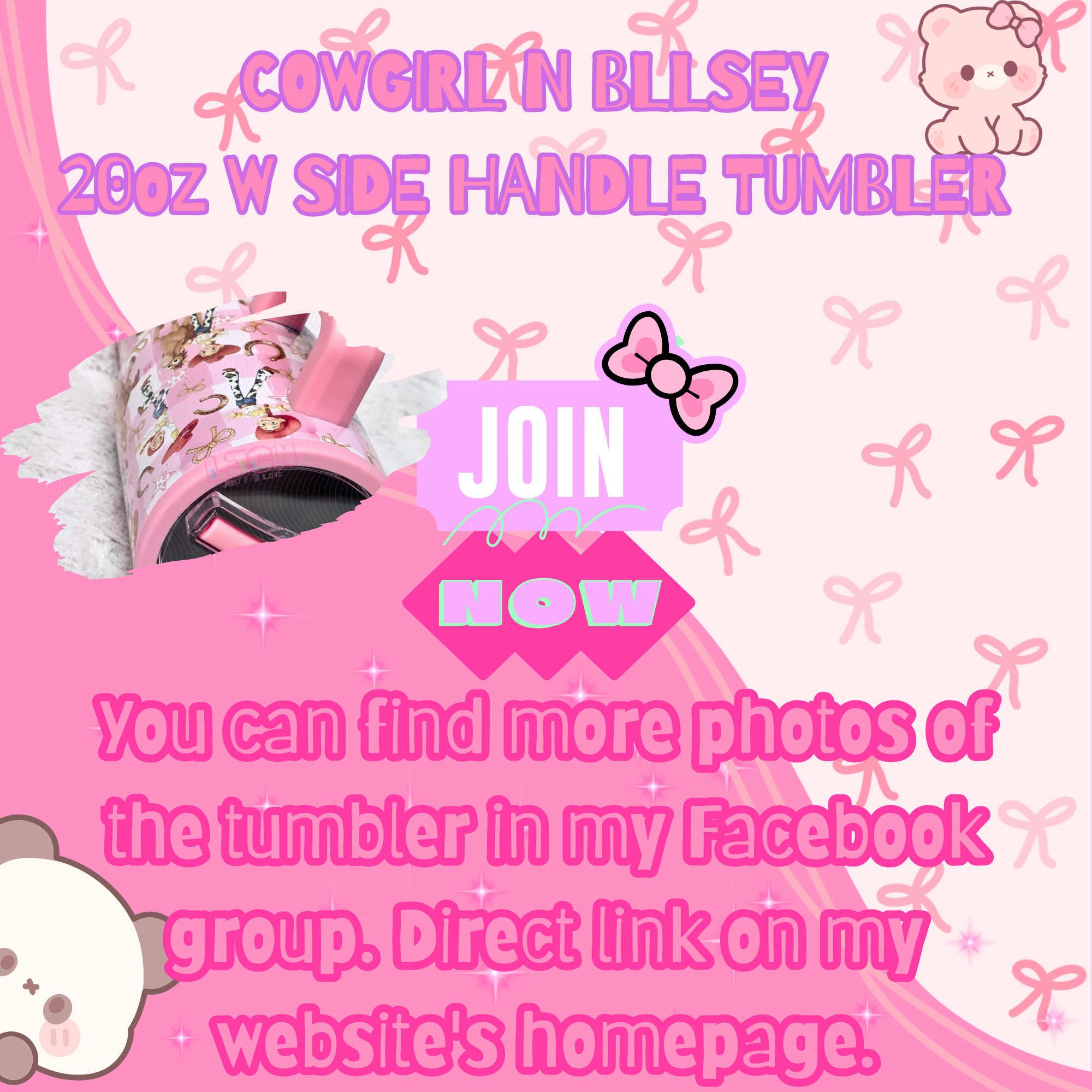 COWGIRL N BLLSEY TUMBLER W SIDE HANDLE