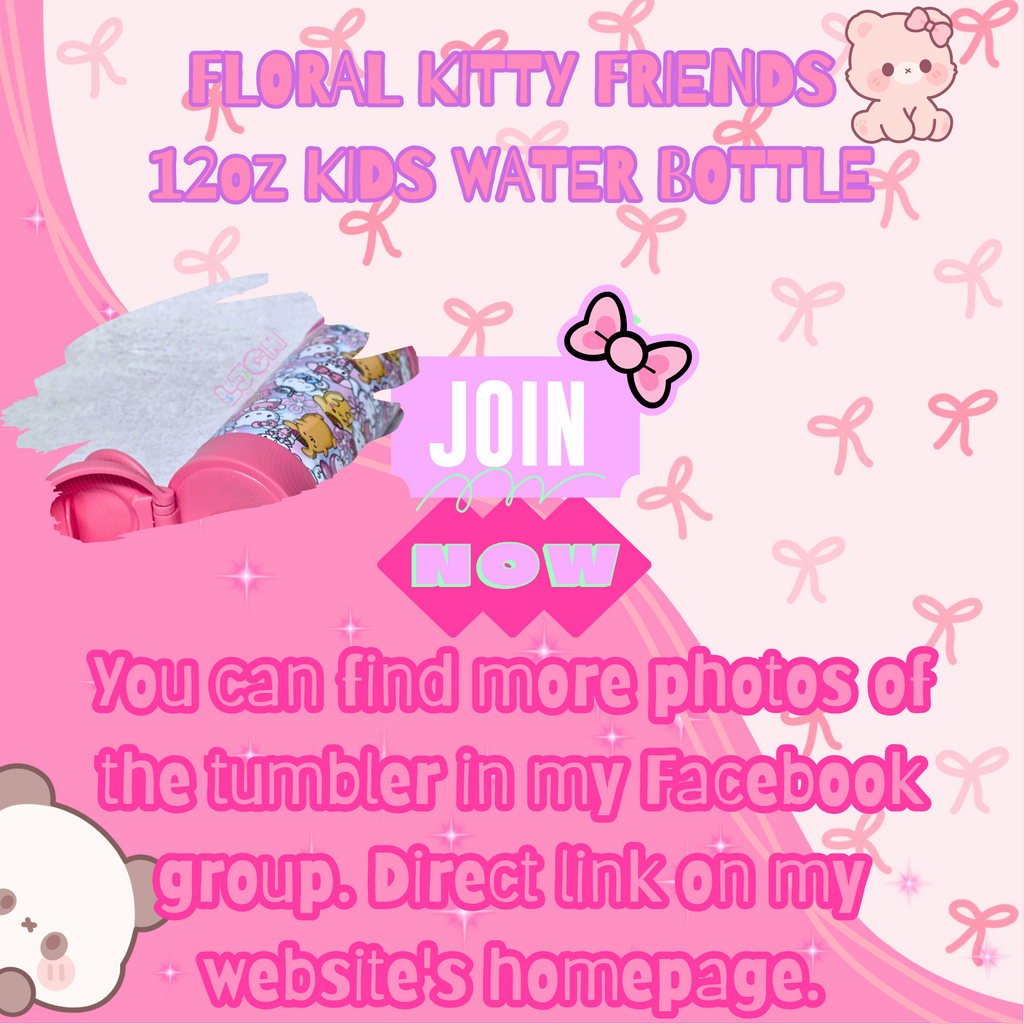 FLORAL KITTY FRIENDS KIDS WATER BOTTLE