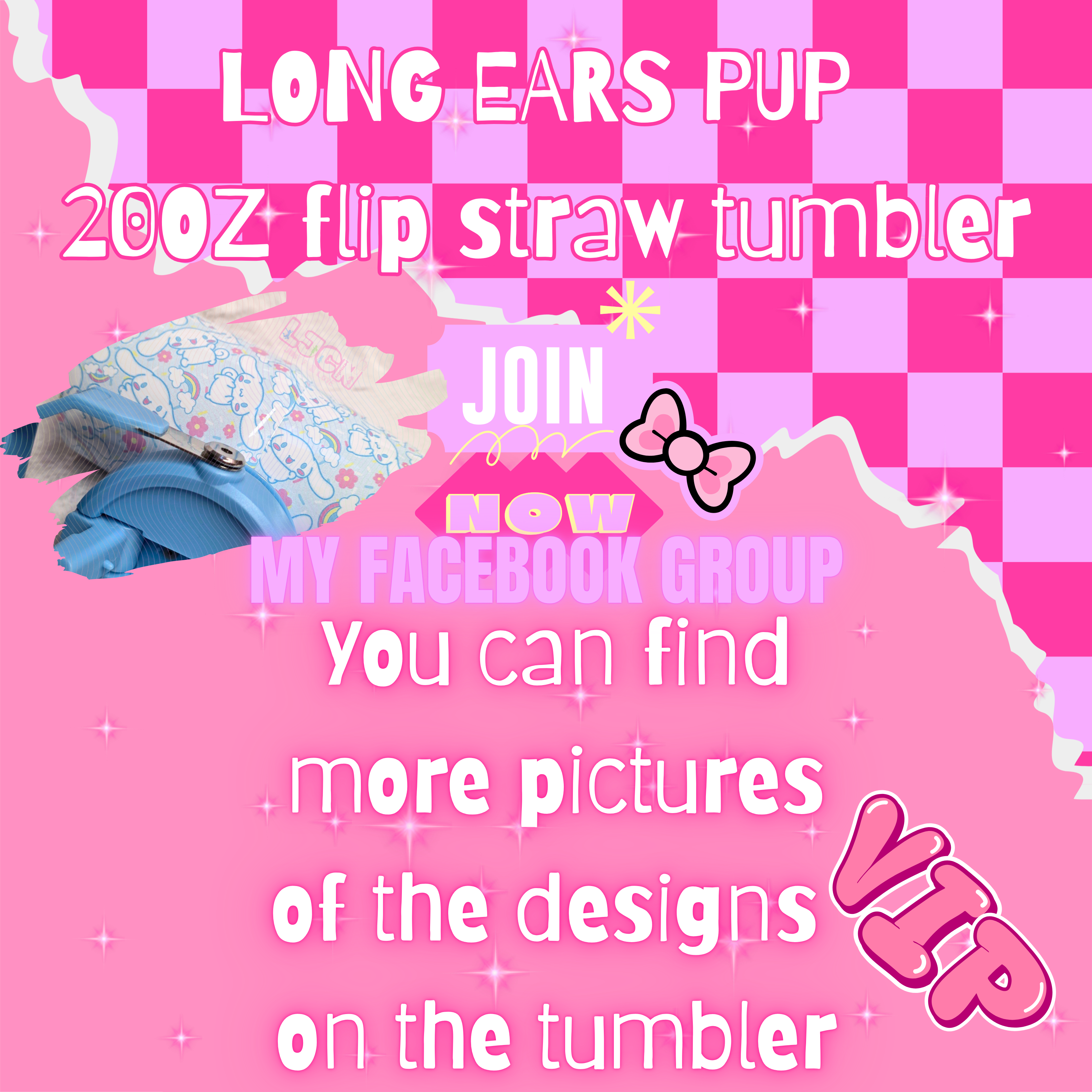 LONG EARS PUP FLIP STRAW TUMBLER