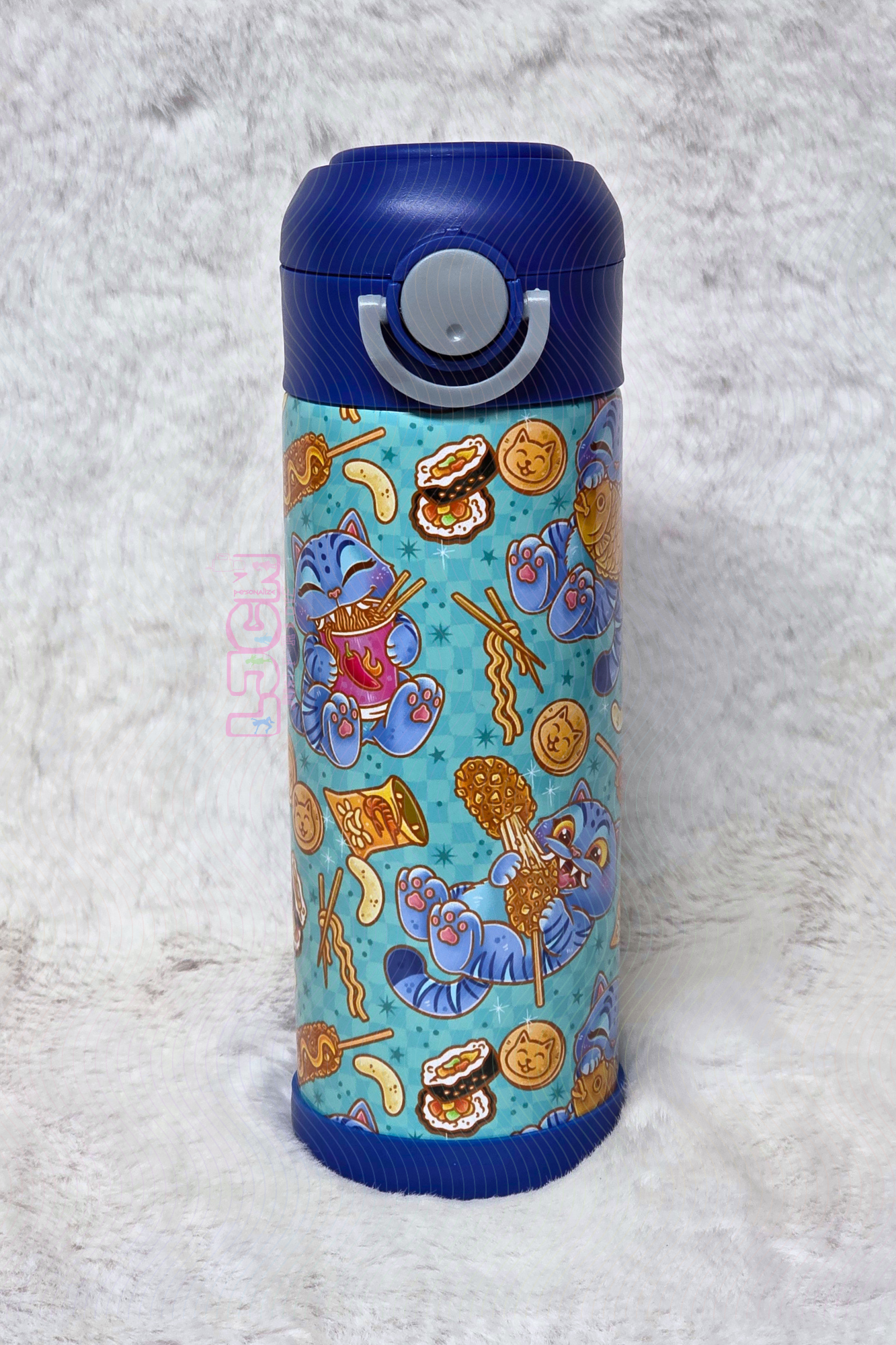 BLUE CAT FOODIE KIDS WATER BOTTLE