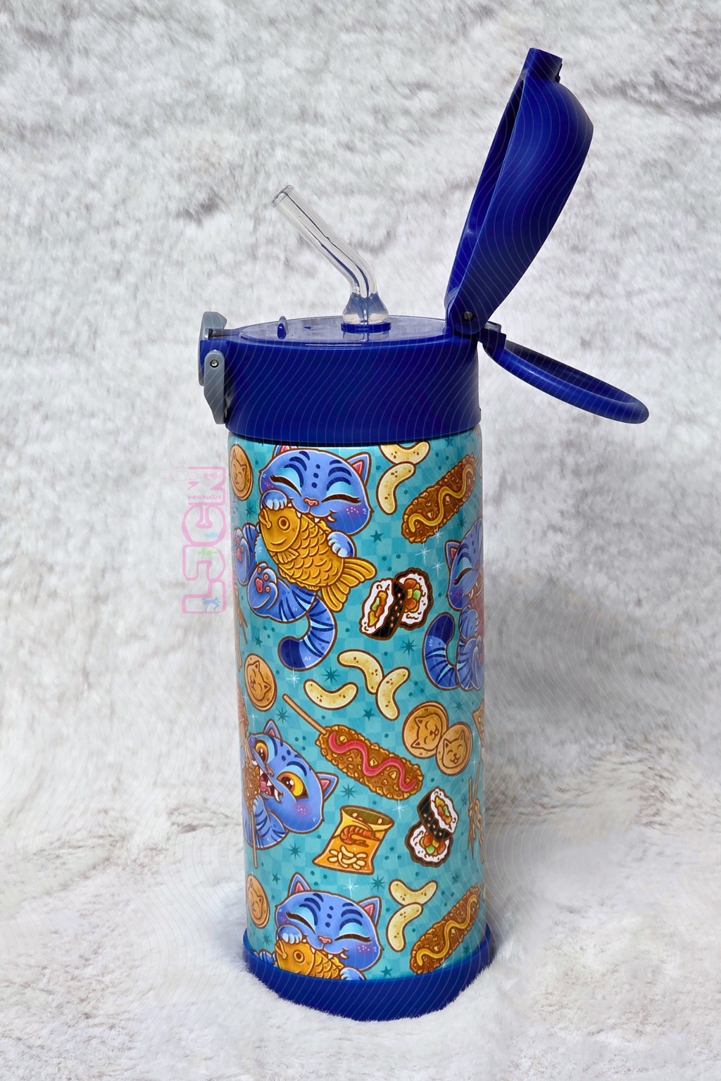 BLUE CAT FOODIE KIDS WATER BOTTLE