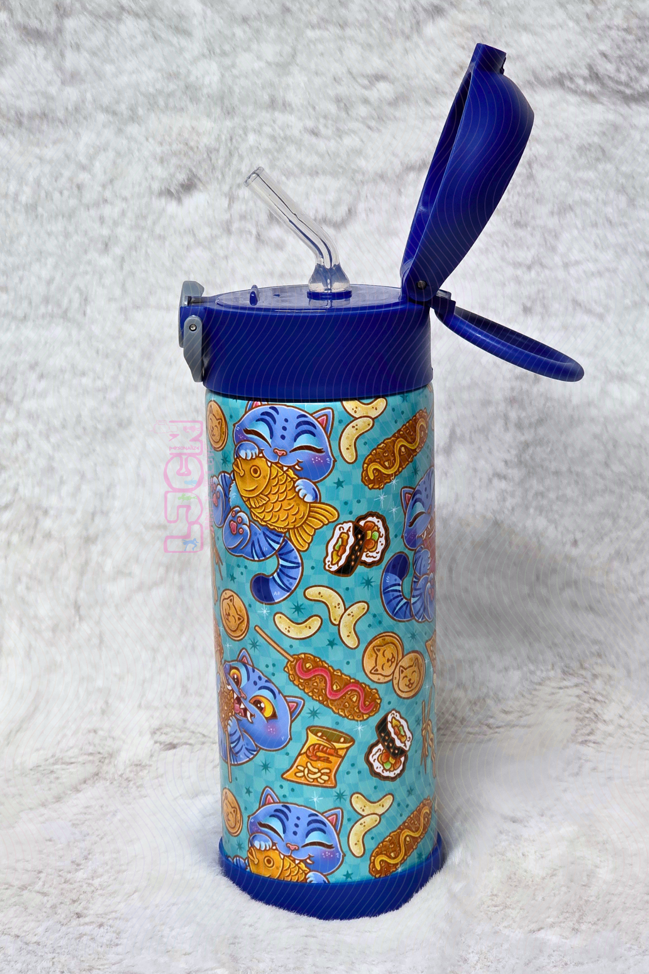 BLUE CAT FOODIE KIDS WATER BOTTLE