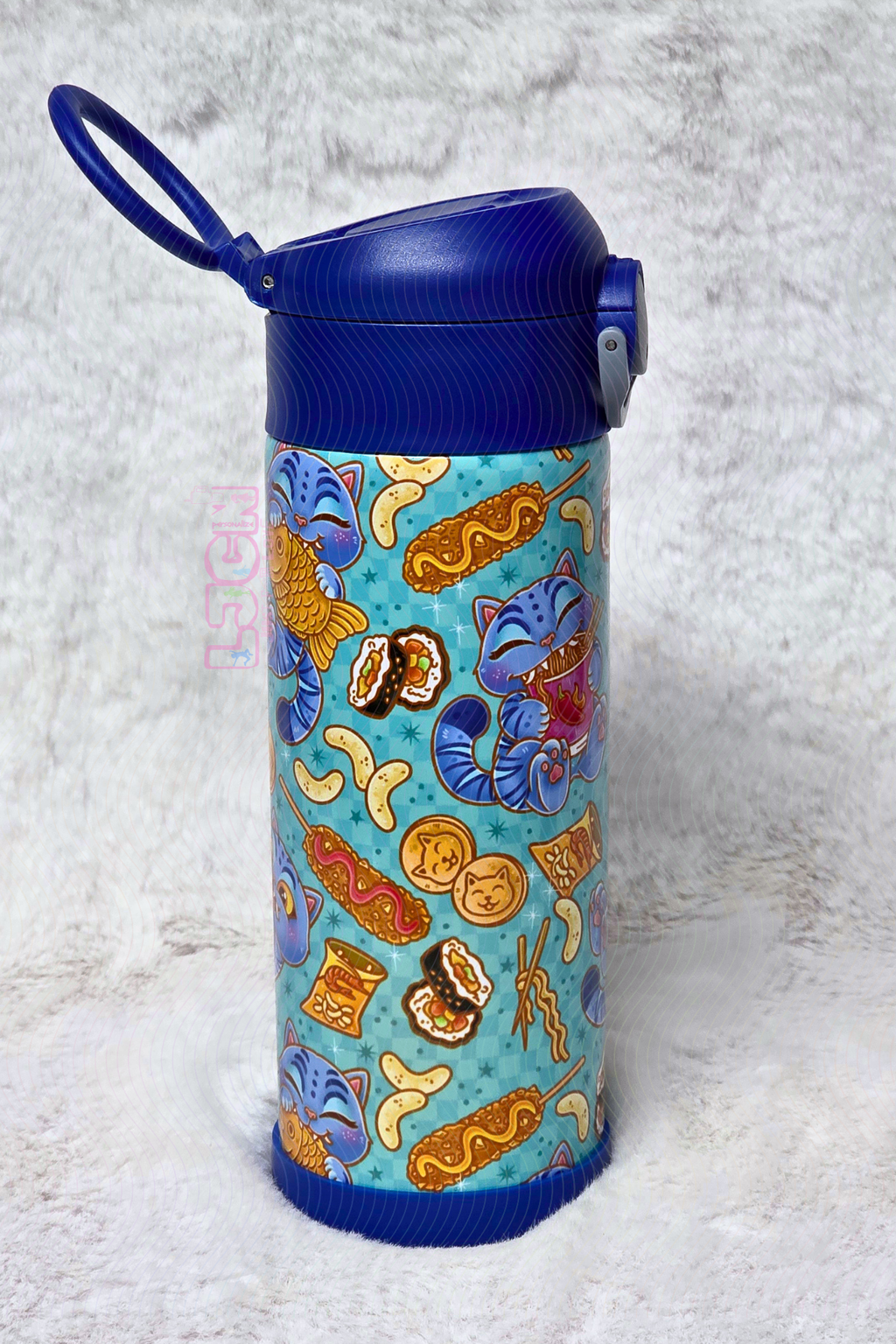 BLUE CAT FOODIE KIDS WATER BOTTLE