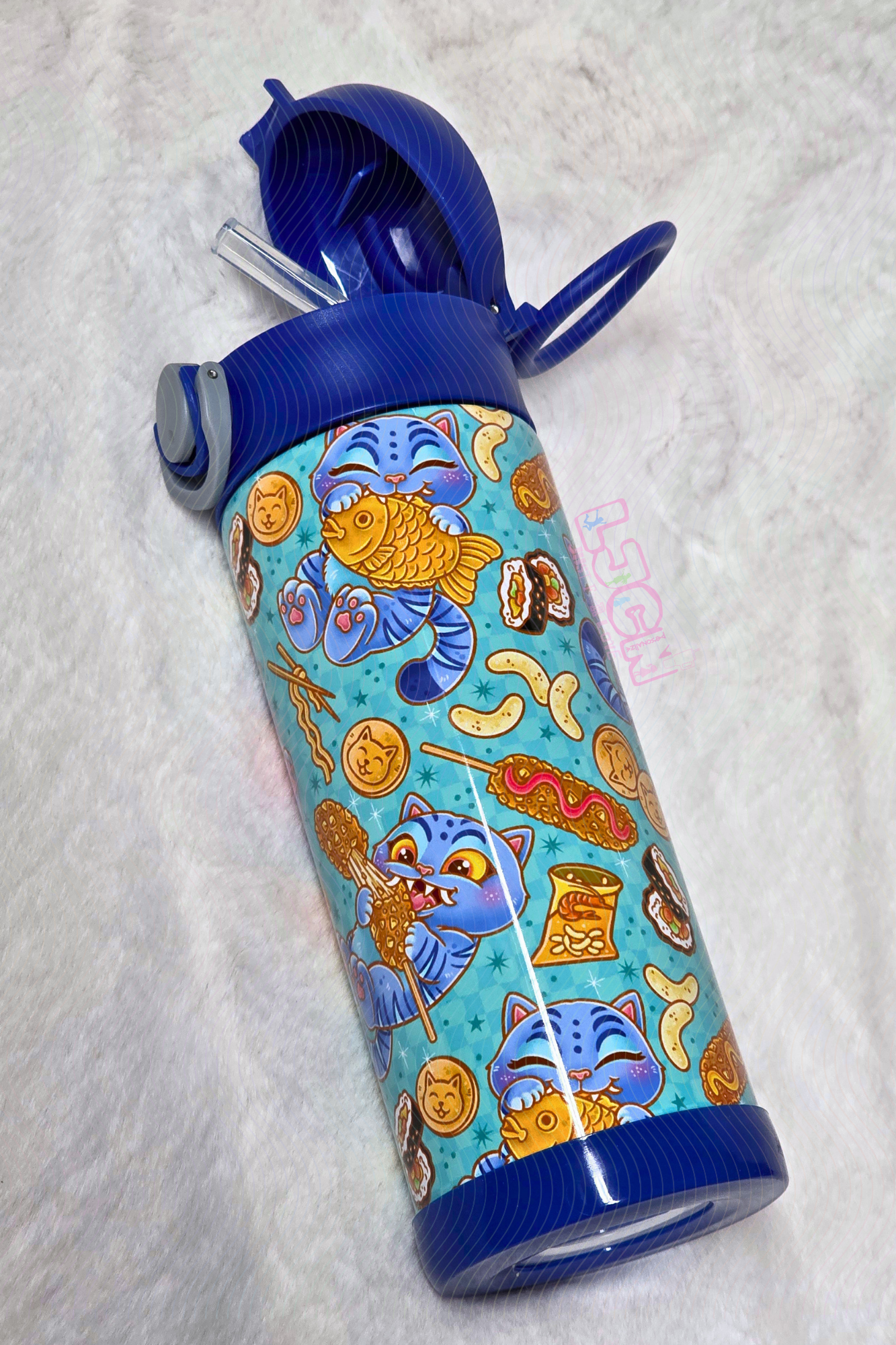 BLUE CAT FOODIE KIDS WATER BOTTLE