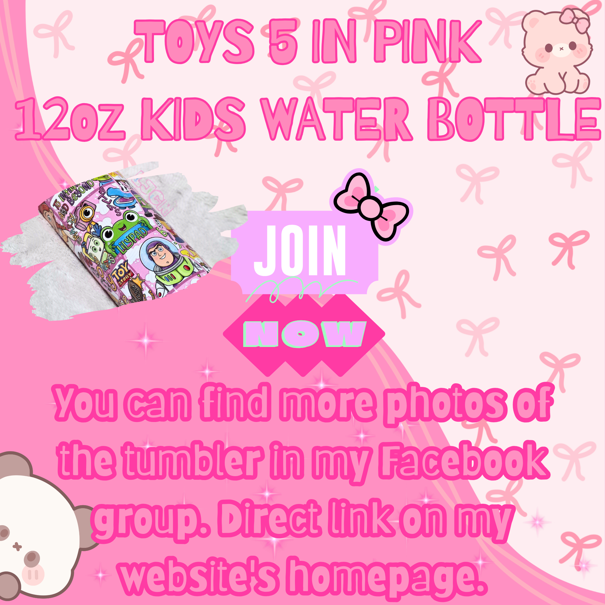 TOYS 5 IN PINK KIDS WATER BOTTLE